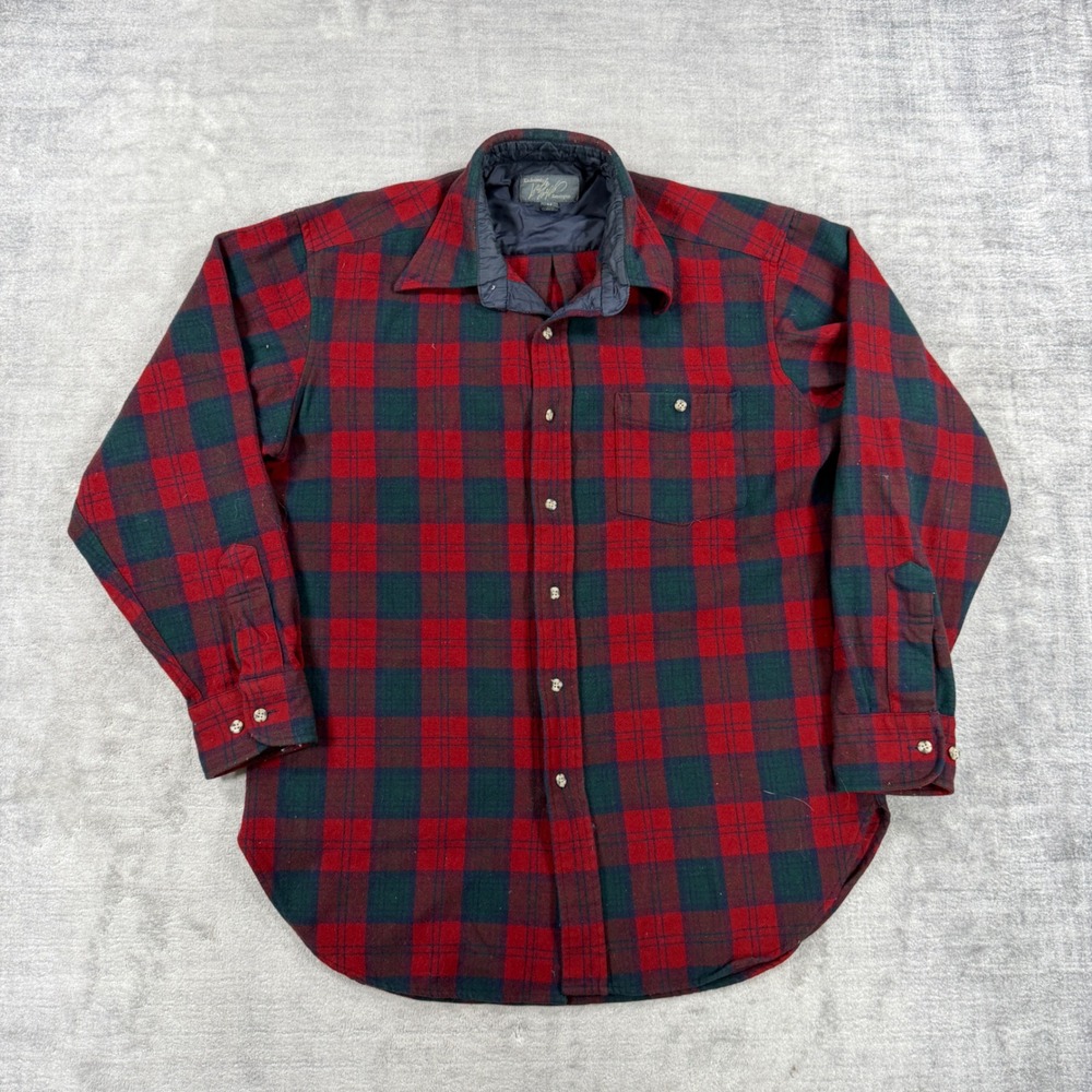 Lord & Taylor Shirt Womens Medium Red Wool Plaid Flannel Button Down Remington